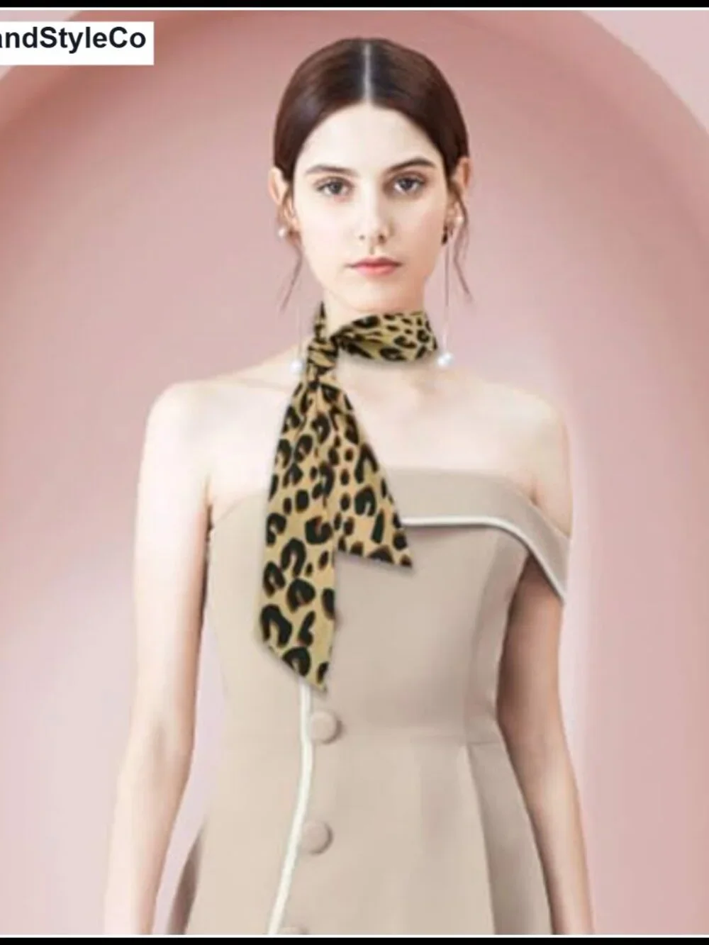 Silk Feel Leopard Fashion Scarf Multipurpose Neckerchief Hairband